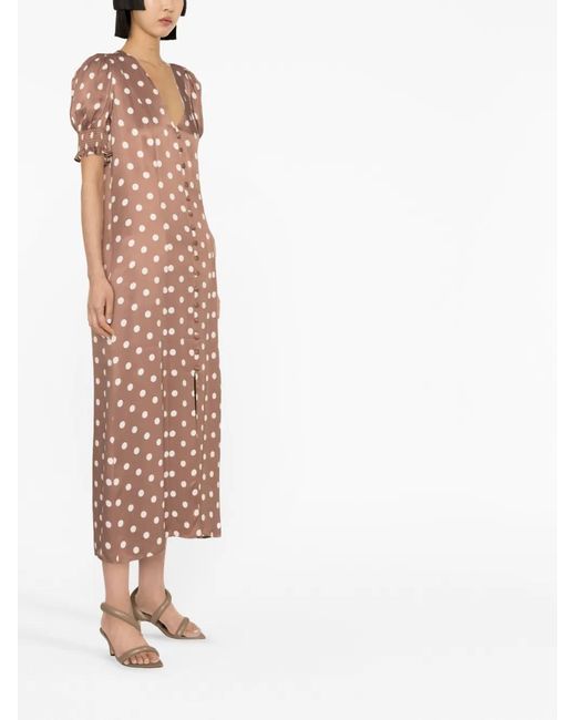 Sleeper Brown Beige And White Polka Dot Bella Dress - Women's - Viscose