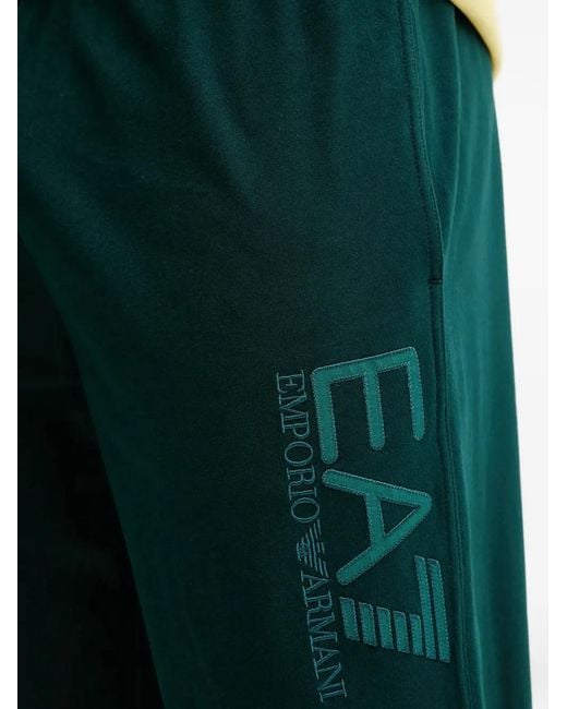 EA7 Green Logo-Print Track Pants for men