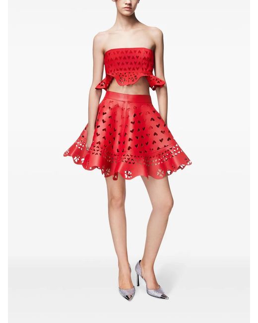 Area Red Laser-Cut Leather Heart Bandeau