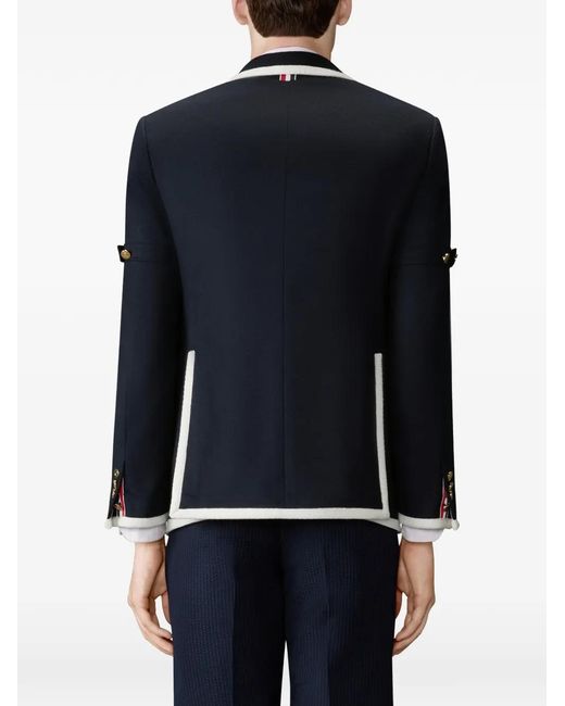 Thom Browne Blue Zibeline Tennis Embroidery Sportcoat With Armbands for men