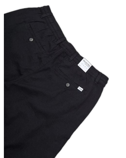SELECTED Black Drawstring Trousers for men