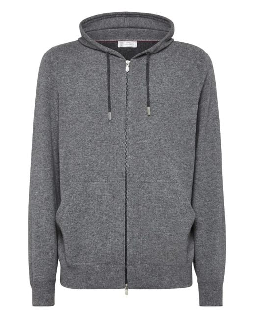 Brunello Cucinelli Gray Cashmere Hoodie for men