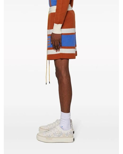 Rhude Blue Panelled Knit Shorts for men