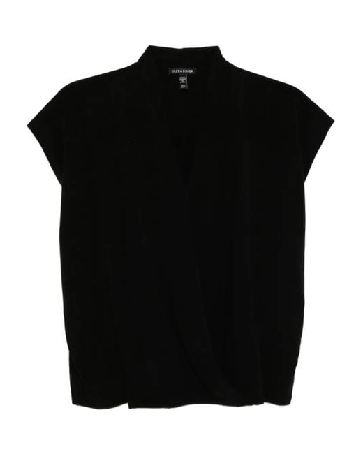 T-Shirt Con Scollo A V di Eileen Fisher in Black