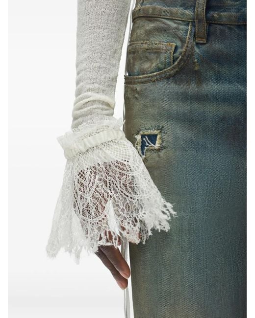 Ann Demeulemeester Gray Lace-Detail Top