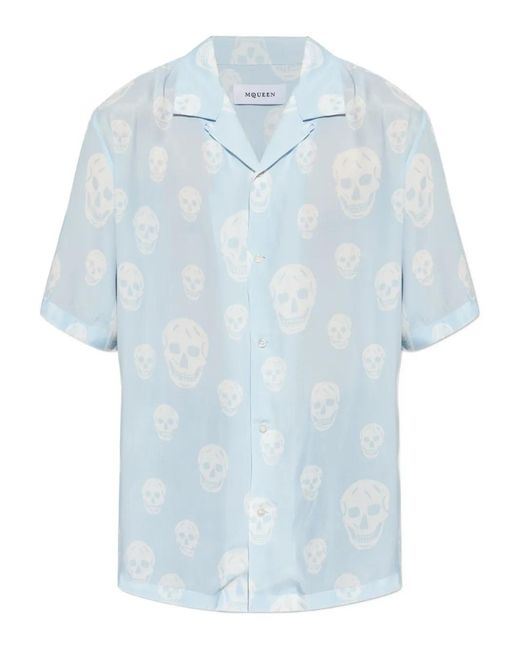 McQueen Blue Printed Hawaiian for men