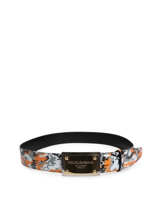 Dolce & Gabbana Black Camouflage-Print Logo-Plaque Belt for men