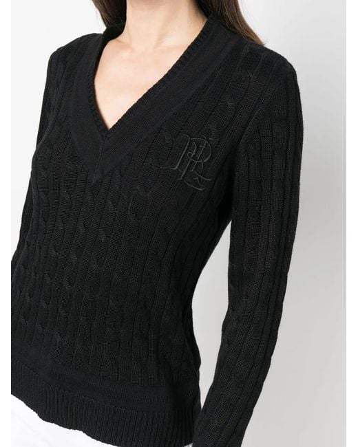 Ralph Lauren Black Cable-Knit Cricket Jumper