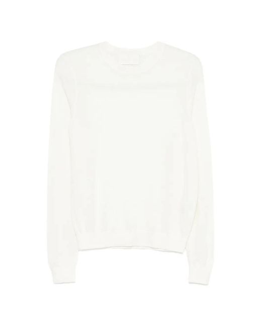 Bompard White Long-Sleeve Round-Neck Sweater