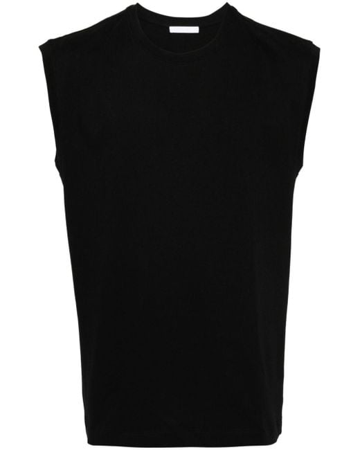 Helmut Lang Black Ärmelloses T-Shirt mit Logo-Print
