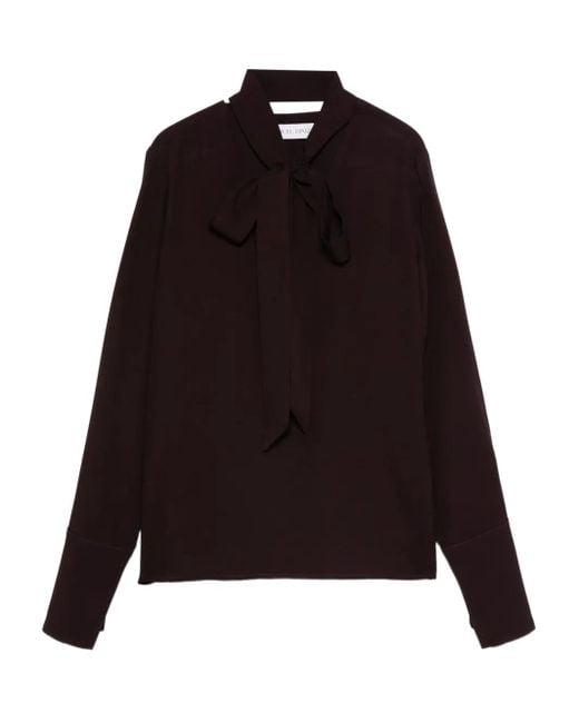 Raquel Diniz Black Neck-Tie Long-Sleeve Blouse