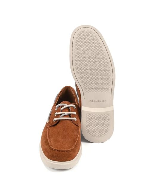 Karl Lagerfeld Brown Suede Boat Shoes for men