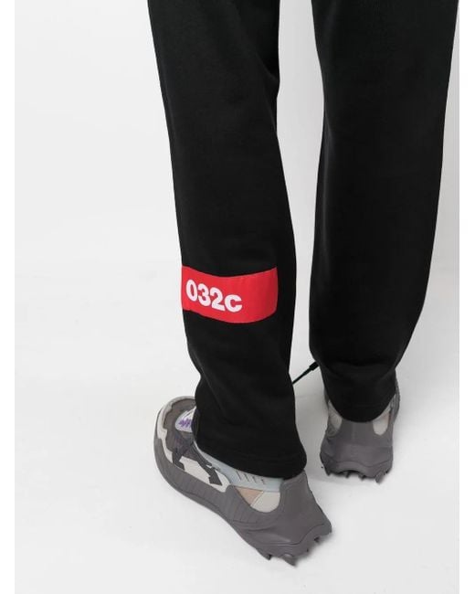 032c Black Logo-Patch Track Pants for men