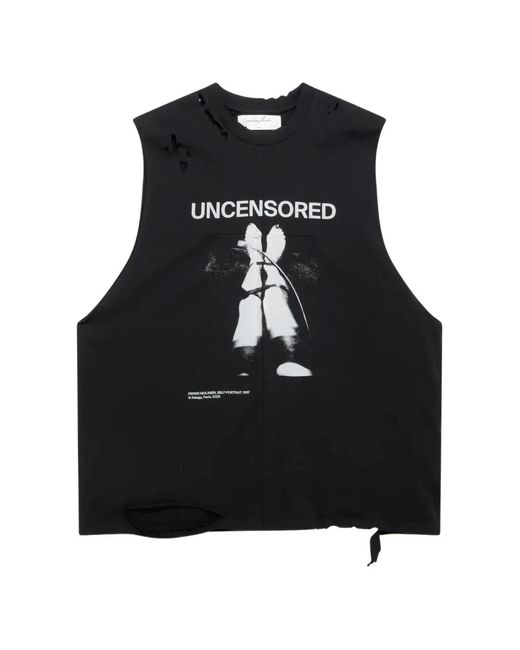 MATIERES FECALES Black Fetish Cut Off Tank Top for men