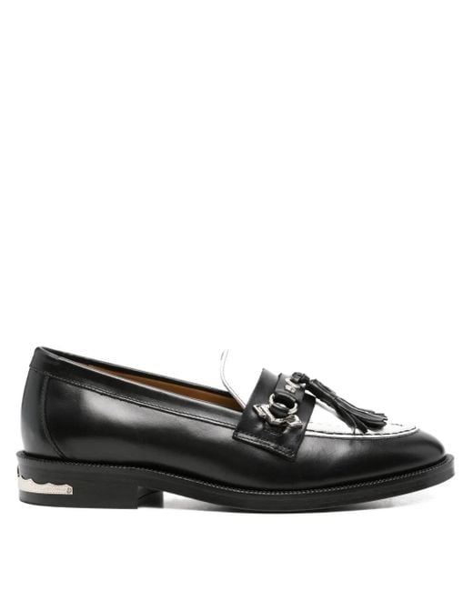 Toga Black Tassel-Embellished Leather Loafers