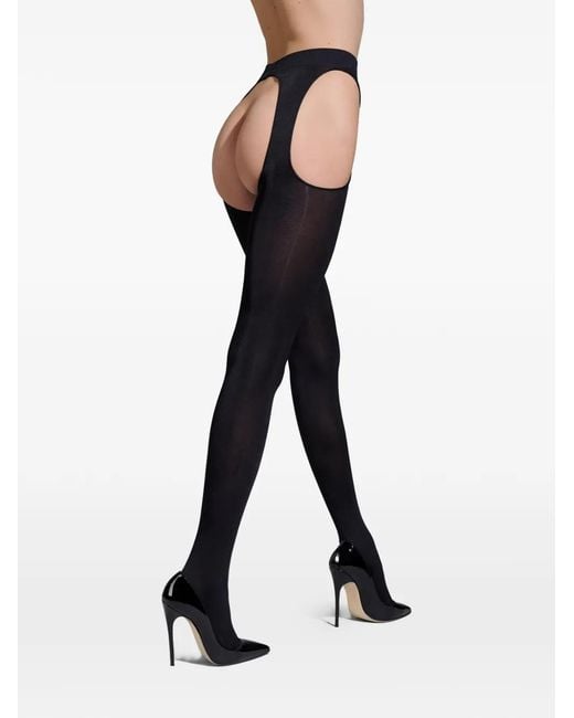 Maison Close Black Open Garter Tights
