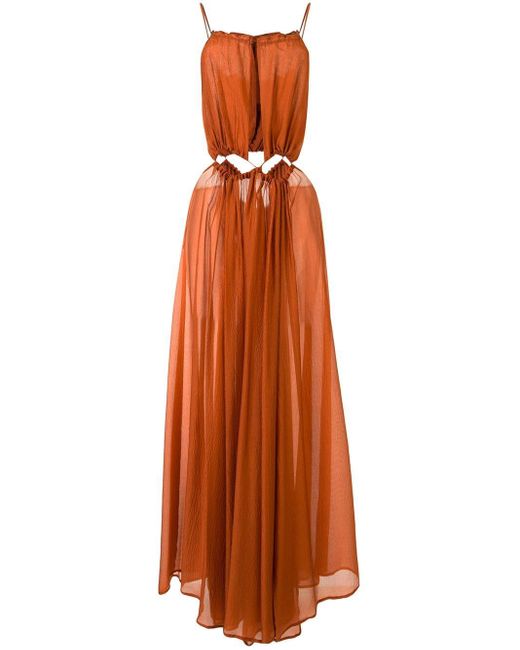 Cult Gaia Orange Thera Cut-out Detail Silk Dress