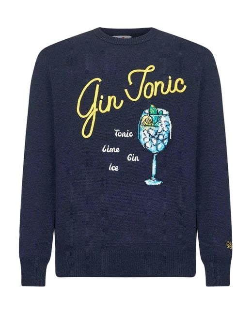 Mc2 Saint Barth Blue Graphic-Print Sweater for men