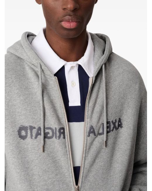 Axel Arigato Gray Rhys Logo-Embroidered Zip-Up Hoodie for men