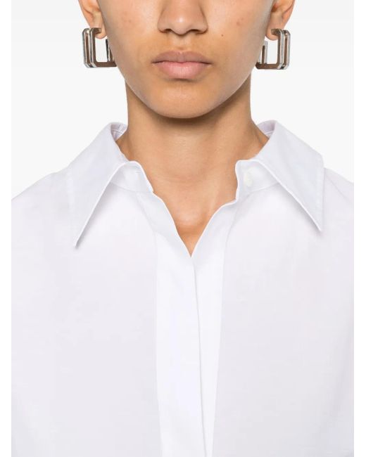 P.A.R.O.S.H. White Midi Dress With Classic Collar