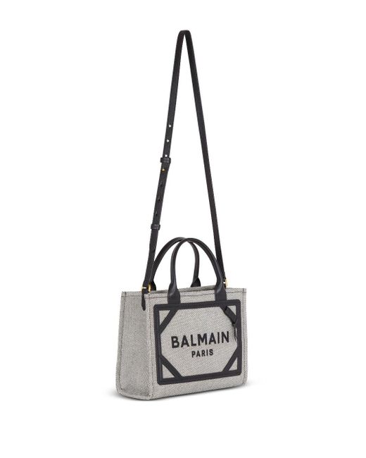 Petit sac cabas B-Army en toile Balmain en coloris Gray