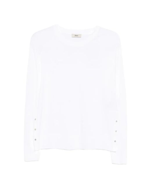 Herno White Press-Stud Raglan-Sleeve Sweater