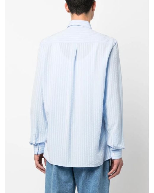 Another Aspect Blue 1.0 Stripe-Pattern Shirt for men