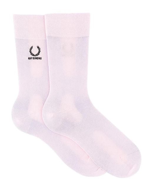 Fred Perry Pink X Raf Simons Logo-Embroidery Socks