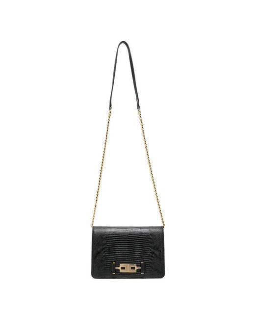 Elisabetta Franchi White Lizard-Effect Chain-Strap Cross Body Bag