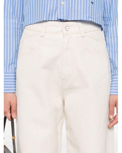 Kiton White Gerade High-Waist-Jeans