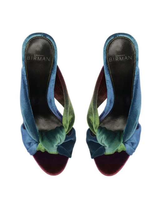 Alexandre Birman Blue Kacey 85 Velvet Sandals