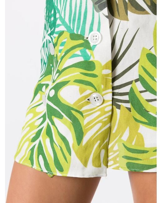 Amir Slama Green Palm Leaf Print Mini Skirt