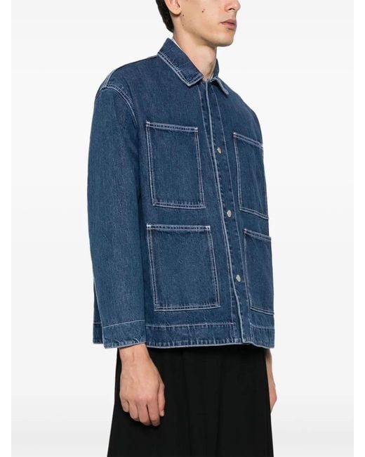 Sunnei Blue Press-Stud Denim Shirt Jacket