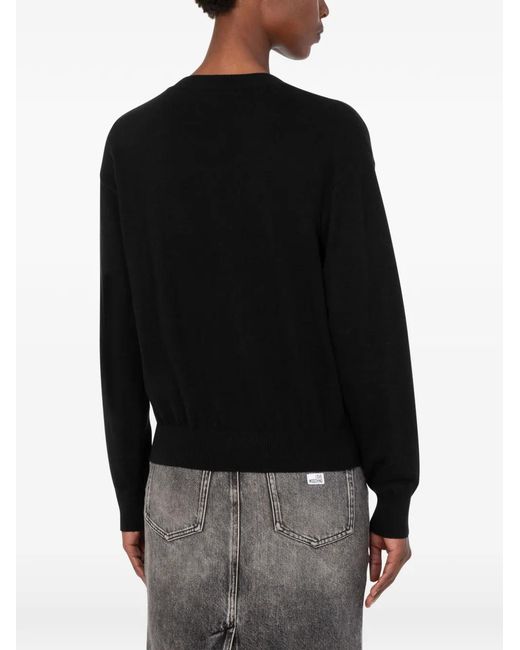 Love Moschino Black Inlaid Cotton And Cashmere Sweater