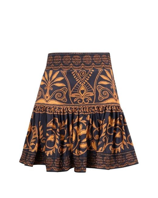 Farm Rio Brown Cornely Ainika Floral-Print Mini Skirt