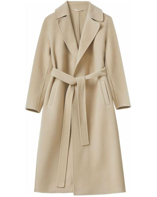 Closed Natural Double-faced Belted Coat