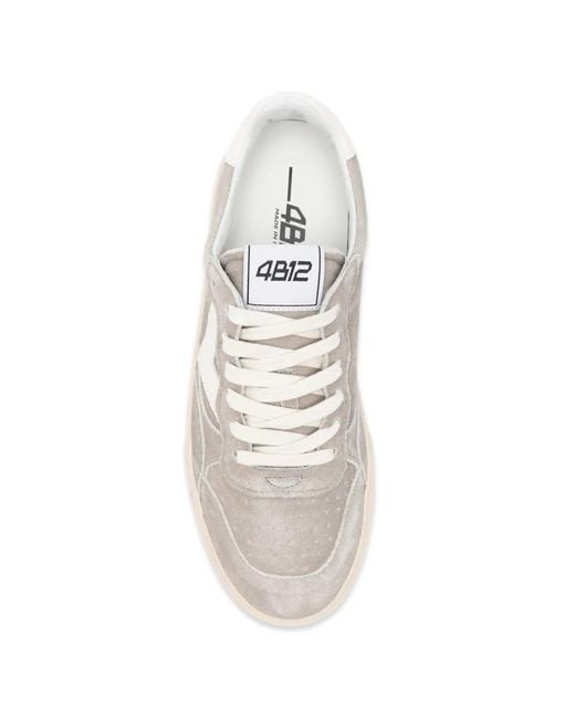 4b12 White Hyper Suede Sneakers for men