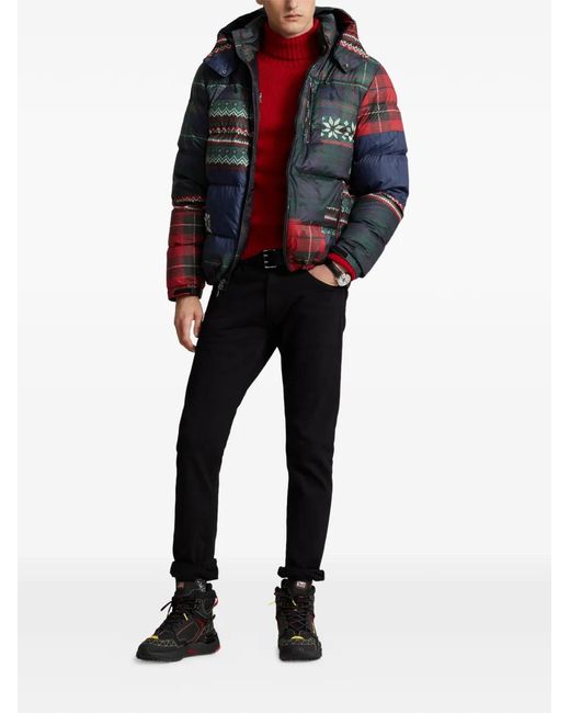 Polo Ralph Lauren Blue The Gorham Patchwork-Print Down Jacket for men