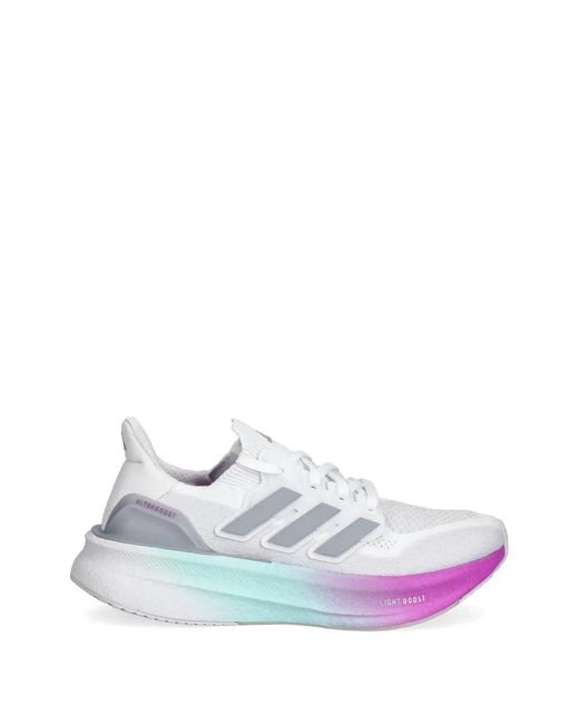 Adidas White Ultraboost Stripes Lace-Up Sneakers
