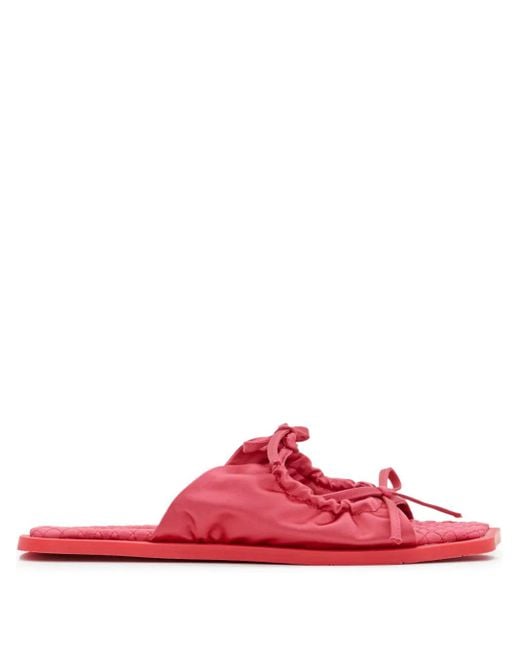 Carlotha Ray Red Quilted Bow Flat Sandals