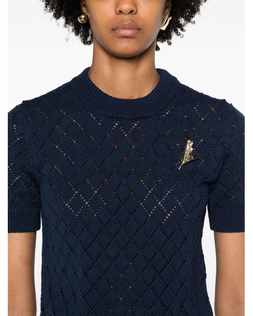 Golden Goose Deluxe Brand Blue Argyle-pattern Cotton T-shirt