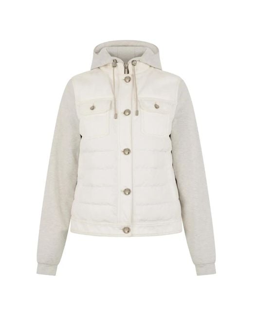 Moorer White Button-Front Hooded Puffer Jacket
