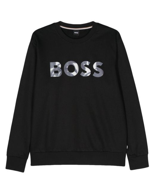 Boss Sweater Met Logoprint in het Black voor heren