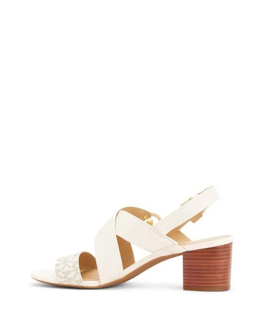 Michael Kors Natural Vera Logo-Plaque Leather Sandals
