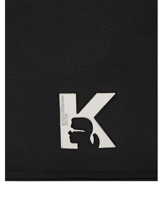 Karl Lagerfeld Black Logo-Plaque Cross Body Bag