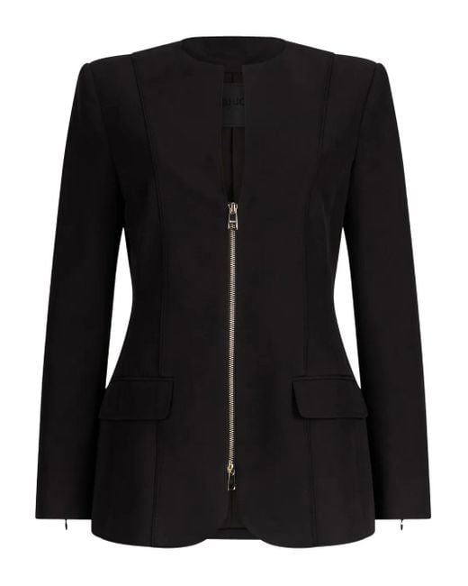 Liu Jo Black V-Neck Zip-Front Jacket