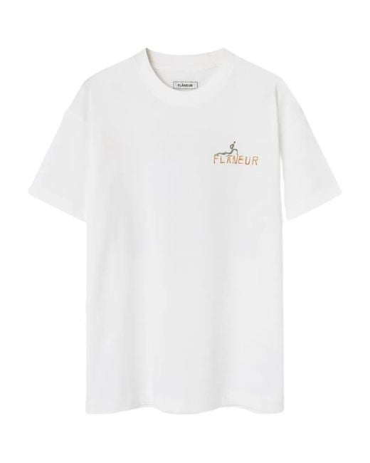 flâneur White Logo-Print T-Shirt for men