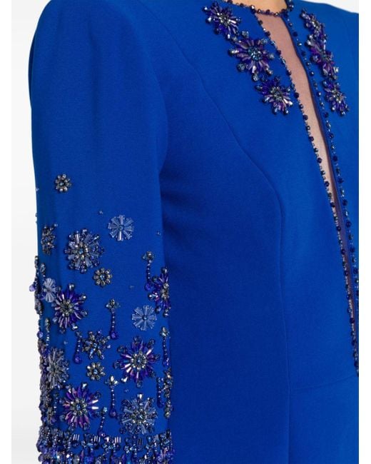 Jenny Packham Blue Sandrine Bead-embellished Midi Dress