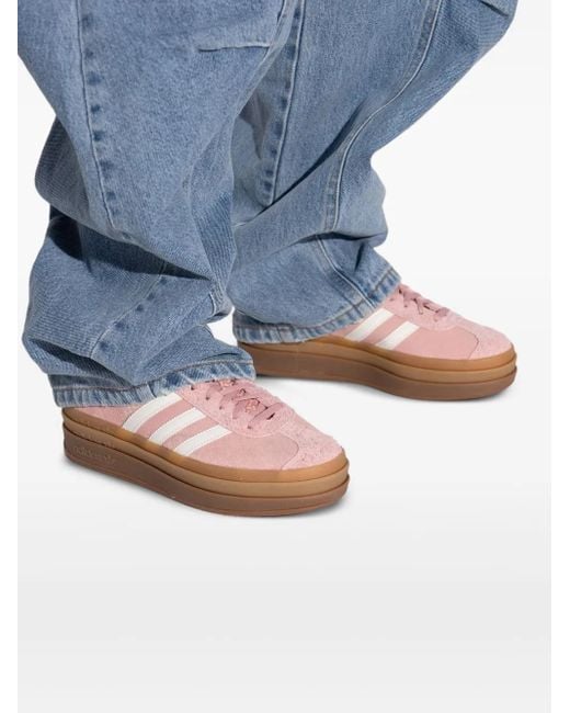Adidas Pink Gazelle Bold Suede Three-Stripe Sneakers