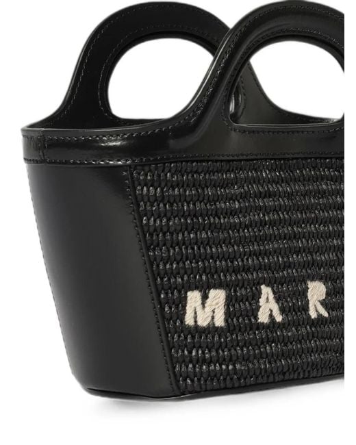 Marni Black Tropicalia Leather-Trim Shoulder Bag